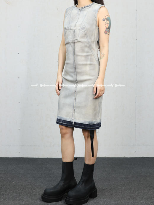 Rick Owens Drkshdw｜天空色弹力牛仔布碎片连衣裙 商品图3