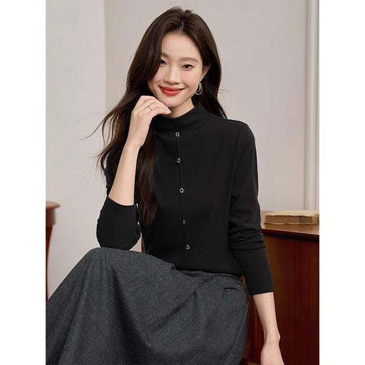 【年终特卖】熙世界安可拉红德绒半高领打底衫女2025秋冬新款内搭保暖t恤上衣 商品图2