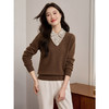 【专属特价】熙世界设计感条纹衬衫领拼接针织衫假两件打底毛衣女2025秋冬新款 商品缩略图2