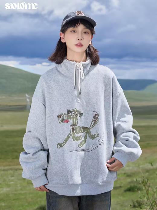 早乙女惠子saotome/STMWY243255/卷毛小狗半开领加绒卫衣 商品图0