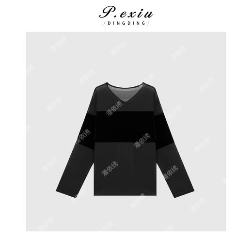 【丝恋时光】100%人丝拼接丝绒法式高级感衬衫 W-62556 商品图2