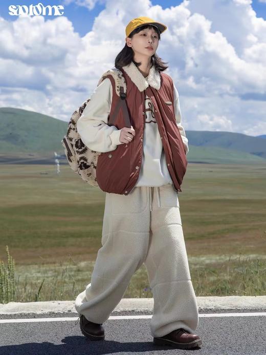 早乙女惠子saotome/STMMF244346/拼色羊羔毛翻领棉马甲 商品图3