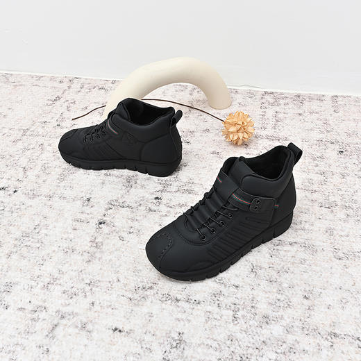 经典鲨2024年冬季款百搭黑色加绒加厚高帮平底休闲鞋棉鞋女KW172-D58181 商品图3