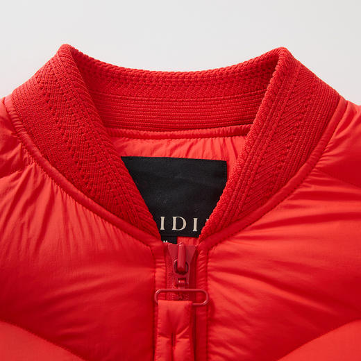 谜底大红色羽绒服女2024冬新品新年红宽松棒球领鸭绒服244MY1489 商品图3