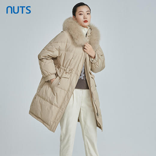 NUTS冬款气质时尚通勤连帽加厚保暖大码鸭绒长羽绒服女241093435 商品图2