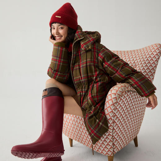 谜底红色格子羽绒服女2024冬新品复古风宽松加厚面包服244MY1491 商品图1