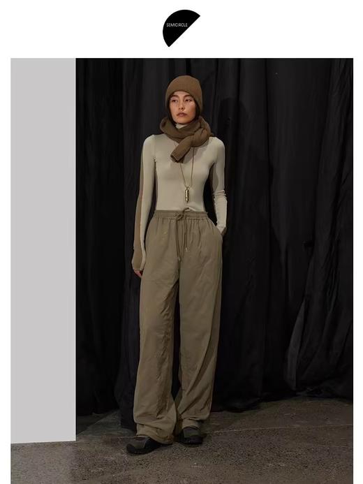 半圆/D24404506/绗线直筒摇粒绒休闲裤 商品图0