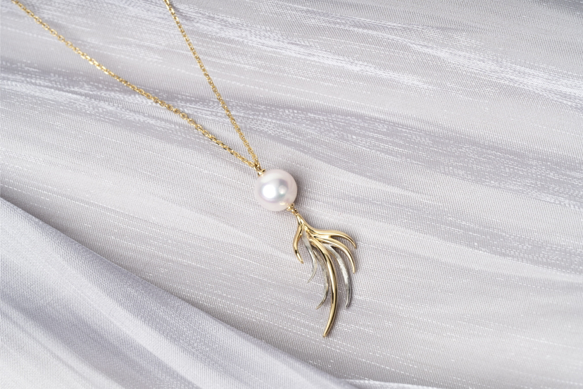 「羽」Akoya珍珠14k金吊坠