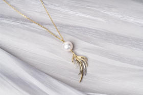 「羽」Akoya珍珠14k金吊坠
