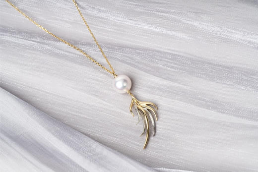 「羽」Akoya珍珠14k金吊坠 商品图0