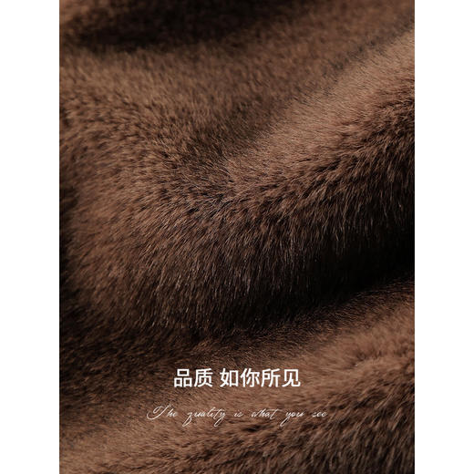COCOBELLA仿天鹅绒整貂环保皮草外套长款立领毛绒大衣FU3100 商品图4