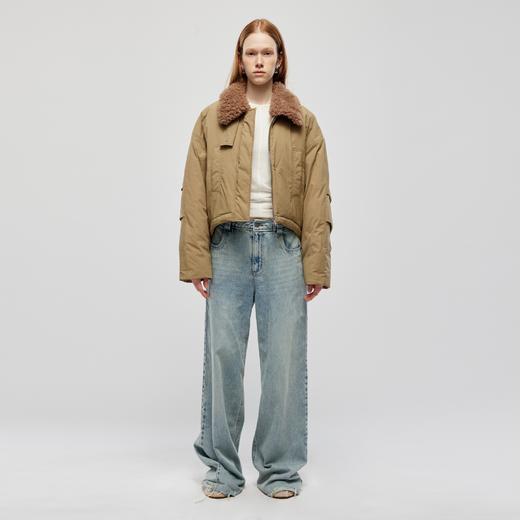 毛领拼接短款棉服 商品图0