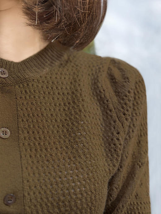 TYNVIE 羊绒羊毛混纺开衫-卡其色 商品图14