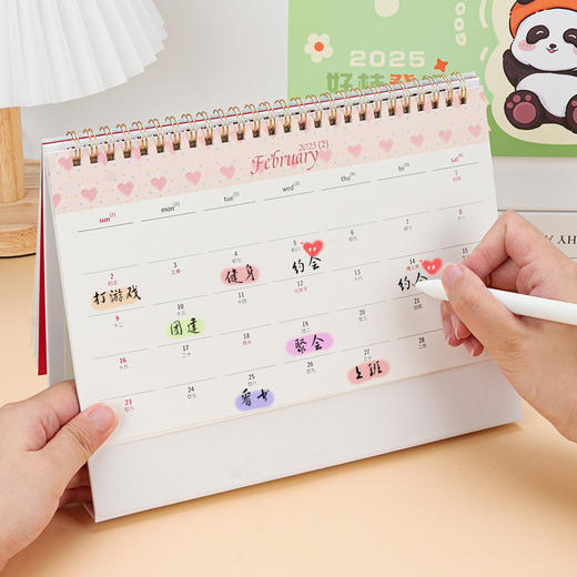 【双线圈加固台历】2025年新款定制创意桌面月历商务办公计划日历本简约纸质蛇年台历。ry 商品图2