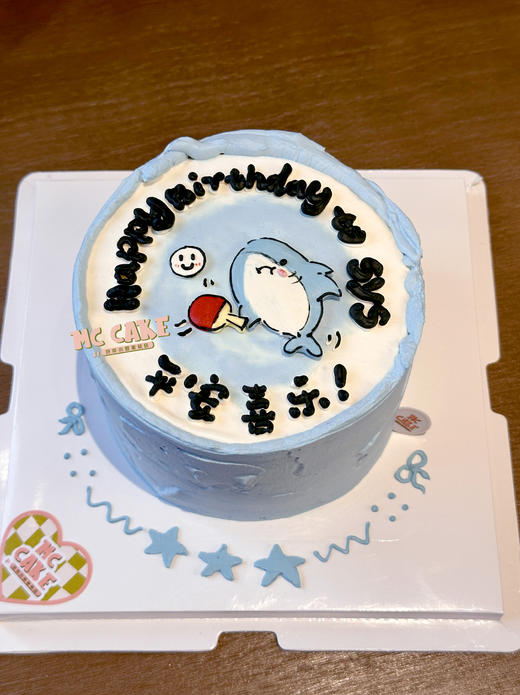 鲨鱼打乒乓球手绘蛋糕 商品图1