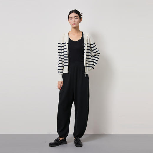 东黎 • 山羊绒女士春秋条纹连帽开衫 3096 商品图2