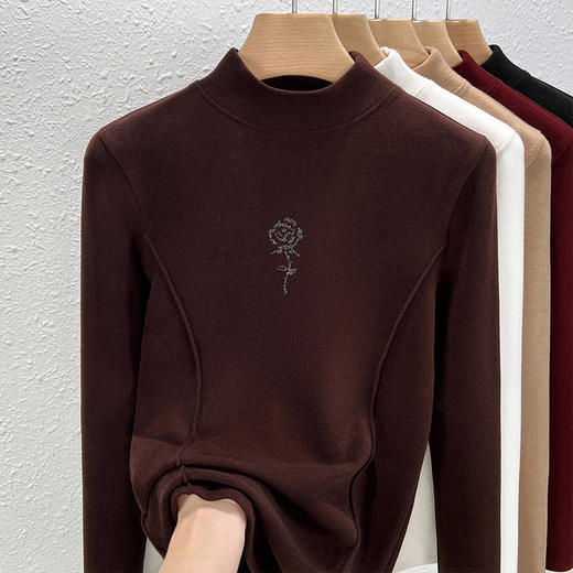 【自】全新升级【铂金会员109/天猫149/差价40】(04334) 洛诗琳秋冬半高领空气层新型德绒打底衫女士加绒打底上衣 商品图4