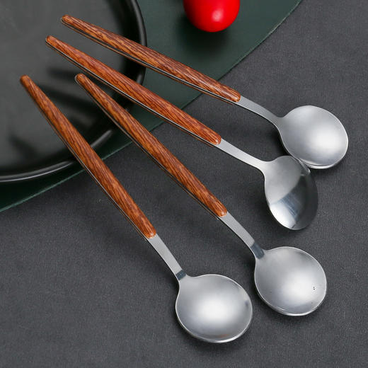 「19.9到手5支」不锈钢勺子加厚夹柄甜品勺 长柄咖啡搅拌勺蜂蜜勺茶勺家用调羹餐饮用具 商品图1