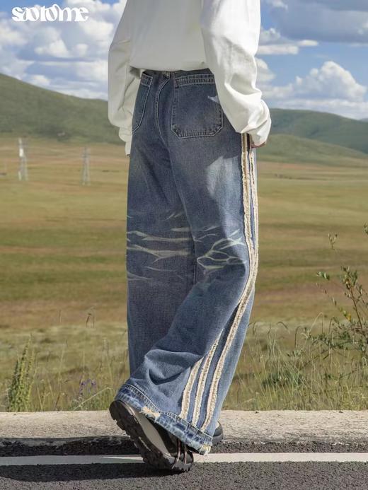 早乙女惠子saotome/STMCK244322/水洗流苏边廓形牛仔裤 商品图3