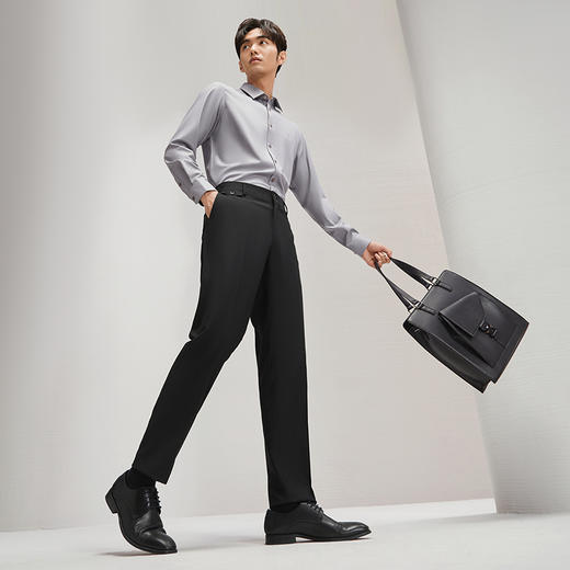 【犀牛褶】柒牌西裤男士2025秋季新款商务百搭修身斜插袋直筒长裤	127H72550 商品图3