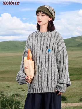 早乙女惠子saotome/STMMY243268/仿水洗圆领毛衣