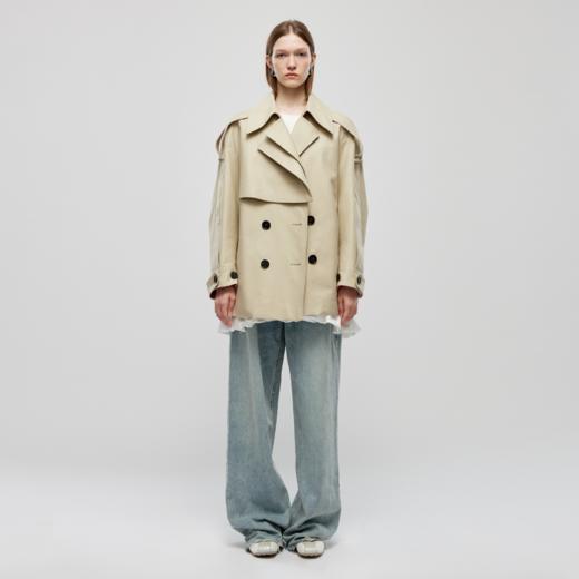 拼色中长款风衣 商品图0