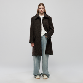 重工流苏毛边阔版大衣