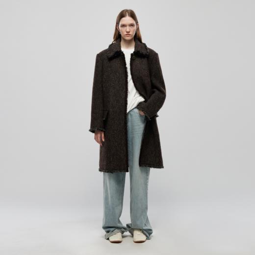 重工流苏毛边阔版大衣 商品图0