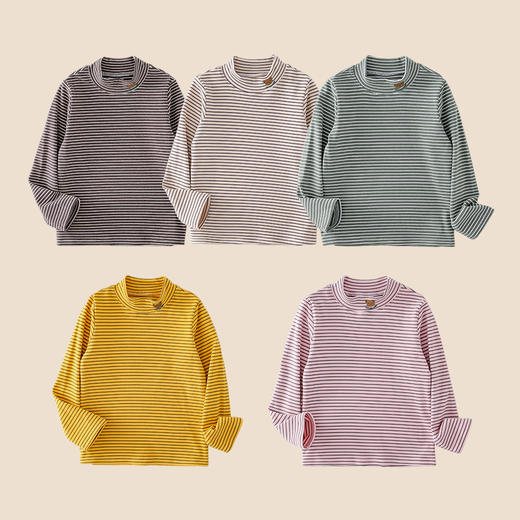 【正常拍大一码/胖宝拍大两码，单件不发哦 拍两件哈‼️】棉花堂儿童半高领打底衫秋冬新款长袖条纹童装打底衣保暖上衣任意2件起购单拍不发 商品图4