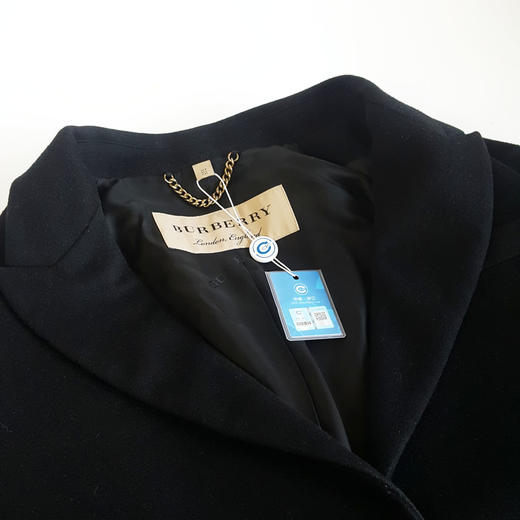 【95新】Burberry博柏利黑色长款羊毛大衣UK 8码（175/84A）女士现售价：3700！121124TJ15 商品图2