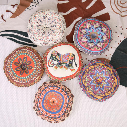 「复古民族风！数款可选」复古圆形蒲团坐垫 复古民族飘窗榻榻米垫地上懒人波西米亚屁垫坐居家布艺 商品图2