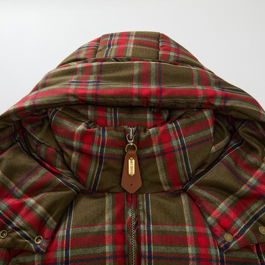 谜底红色格子羽绒服女2024冬新品复古风宽松加厚面包服244MY1491 商品图3