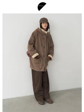 半圆/D24401592/毛呢复合羊羔毛外套