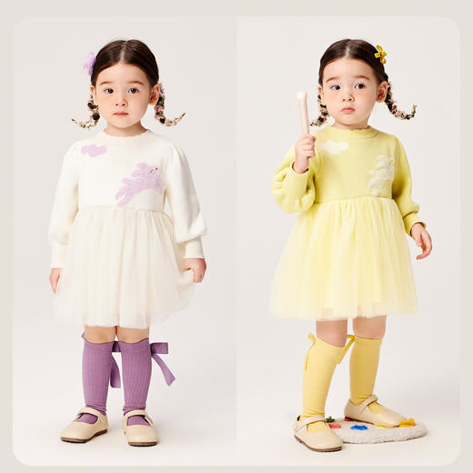 【网纱连衣裙】迷你巴拉女童连衣裙亲肤纯棉拼接甜美泡泡袖 商品图2