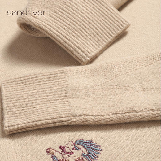 西藏羊绒“吉祥狮”刺绣双翻领女套衫SJF96W557N 商品图3