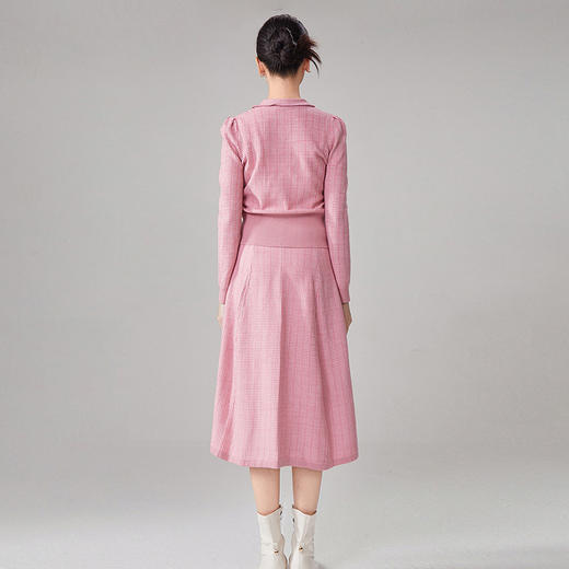 【hr】全新升级【铂金会员514/天猫699/差价185】(13254) 洛诗琳秋冬新款法式复古盘扣羊毛上衣高腰A字半身裙两件套 商品图4