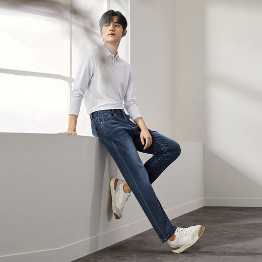 【远红外蓄热】柒牌水洗牛仔裤男秋冬新款时尚休闲内磨毛直筒长裤	127H71370 商品图3