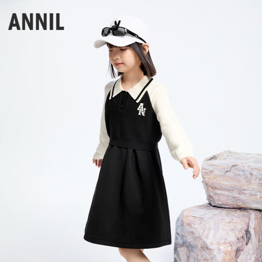 女童假两件毛衣裙冬季新款安奈儿童装实体店同款AG443800 商品图1