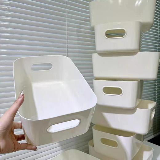 「19.9到手10个」手提收纳盒桌面多功能窄边储物盒 长方型手机壳杂物塑料收纳整理筐 商品图0