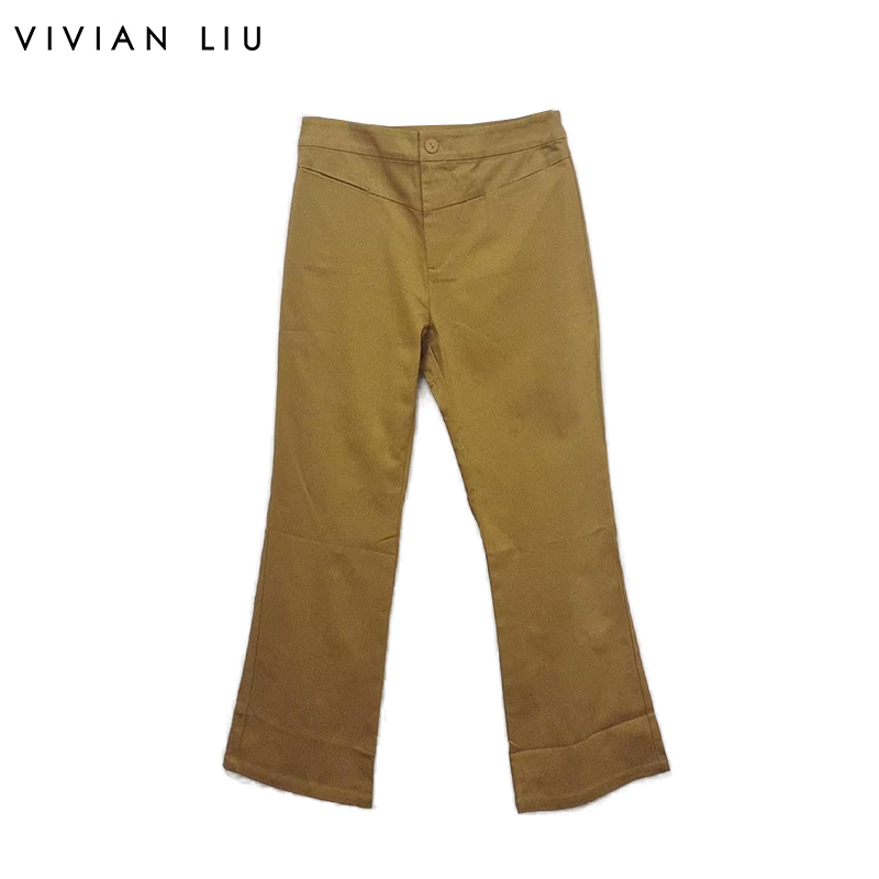VIVIAN LIU薇薇安刘R2425003春女装新款时尚插兜显瘦微喇长裤