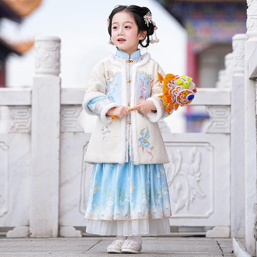 儿童汉服冬季中国风，加厚小女孩复古拜年服套装PJX-DDG8822 商品图3