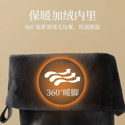 ZHR加绒长筒靴女2024新款冬季欧美风叠穿骑士靴保暖ins高筒瘦瘦靴 商品图4