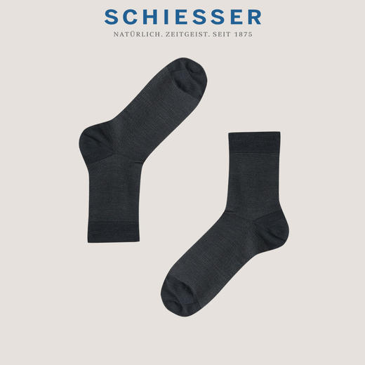 【3A抗菌防臭羊毛】SCHIESSER德国舒雅男士3A抗菌防臭   发热保暖中筒袜（腈纶33%+绵羊毛30%+锦纶32%+5%氨纶）35/24100K 商品图0