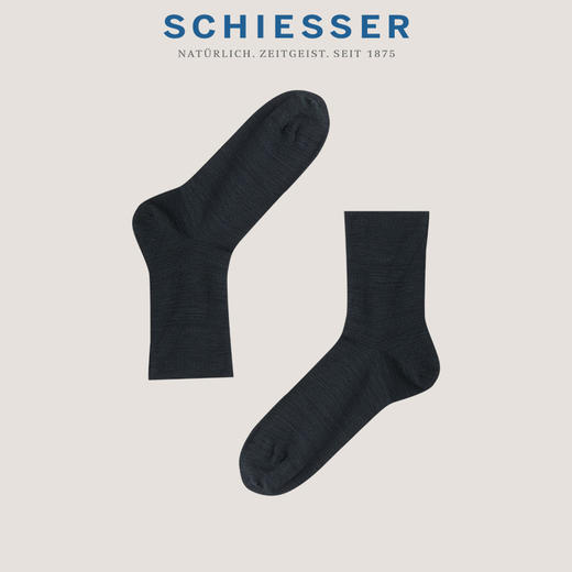 【3A抗菌防臭羊毛混纺】SCHIESSER德国舒雅男士3A抗菌防臭   发热保暖中筒袜（腈纶33%+绵羊毛30%+锦纶32%+5%氨纶）35/24101K 商品图1