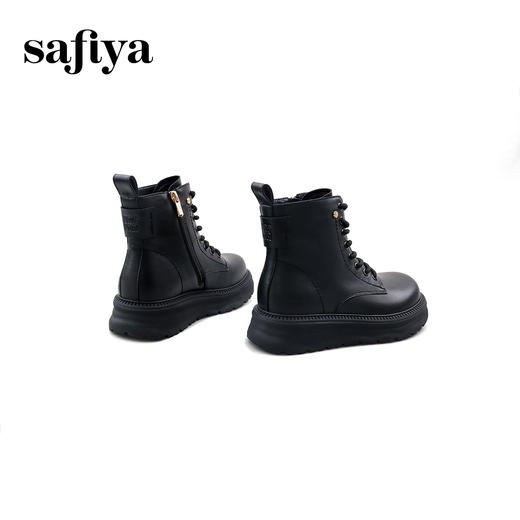 Safiya/索菲娅2024冬英伦风圆头侧拉链时尚粗高跟厚底马丁靴 SF44116268 商品图3