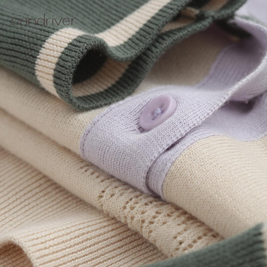 精梳棉针织撞色POLO领套衫   SJS96W019N 商品图1