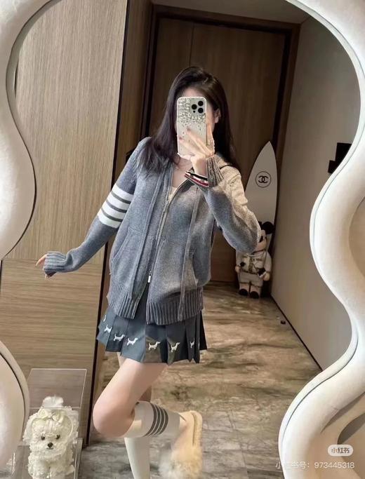 高级感TB汤姆*布情侣款帆船提花粗线精纺羊毛针织连帽衫 商品图1