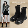 ZHR则则简约厚底增高圆头弹力短靴靴子2024新款百搭时尚复古女鞋 商品缩略图0
