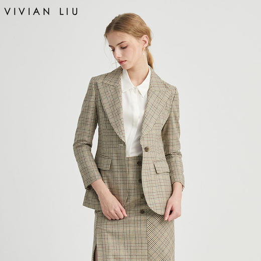 VIVIAN LIU TZ2413105梅春女装新款翻领一粒扣收腰西装 商品图0