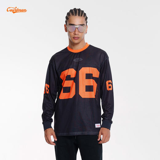 COURTMAN野球帝 66号数字上衣投篮服网眼长袖T恤健身运动男训练服 商品图2